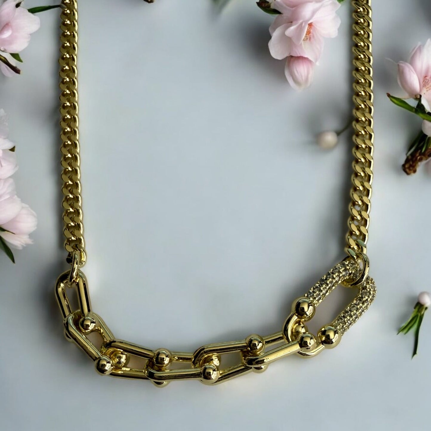 Chain Link CZ 14k Gold Electroplated Bracelet