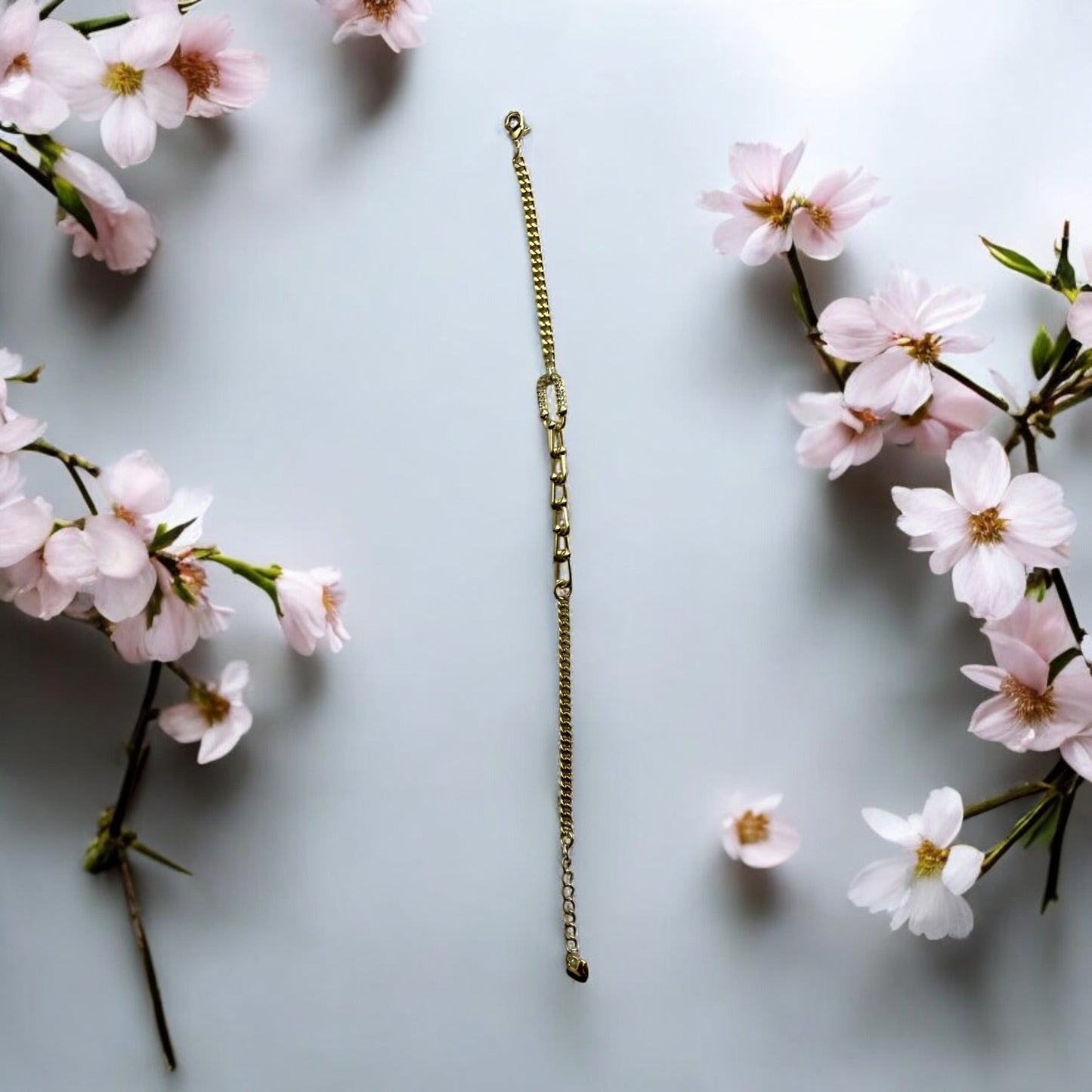 Chain Link CZ 14k Gold Electroplated Bracelet