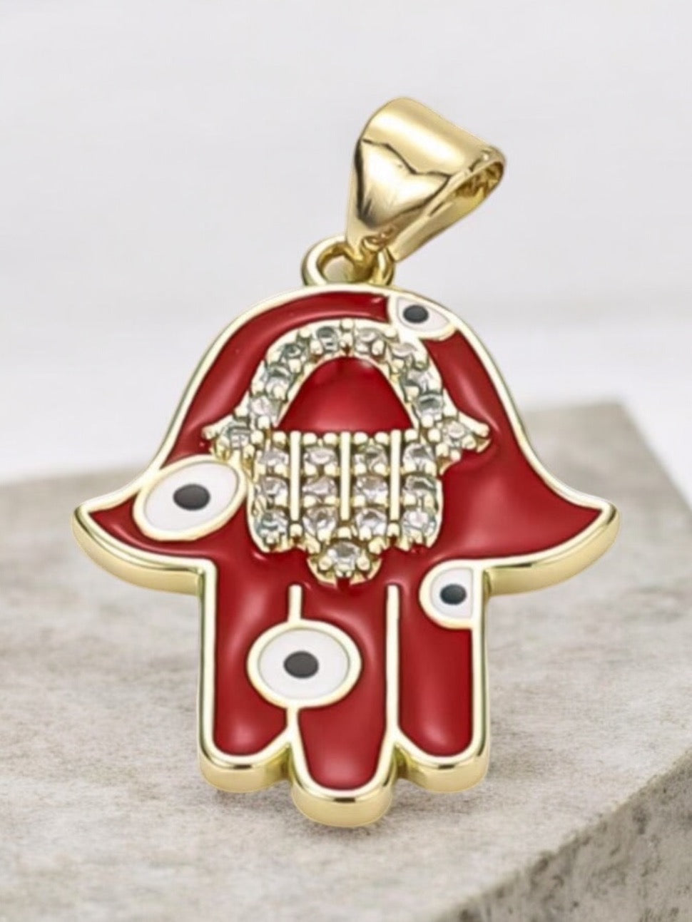 Hand of Fatima 14k Gold Electroplated Pendant