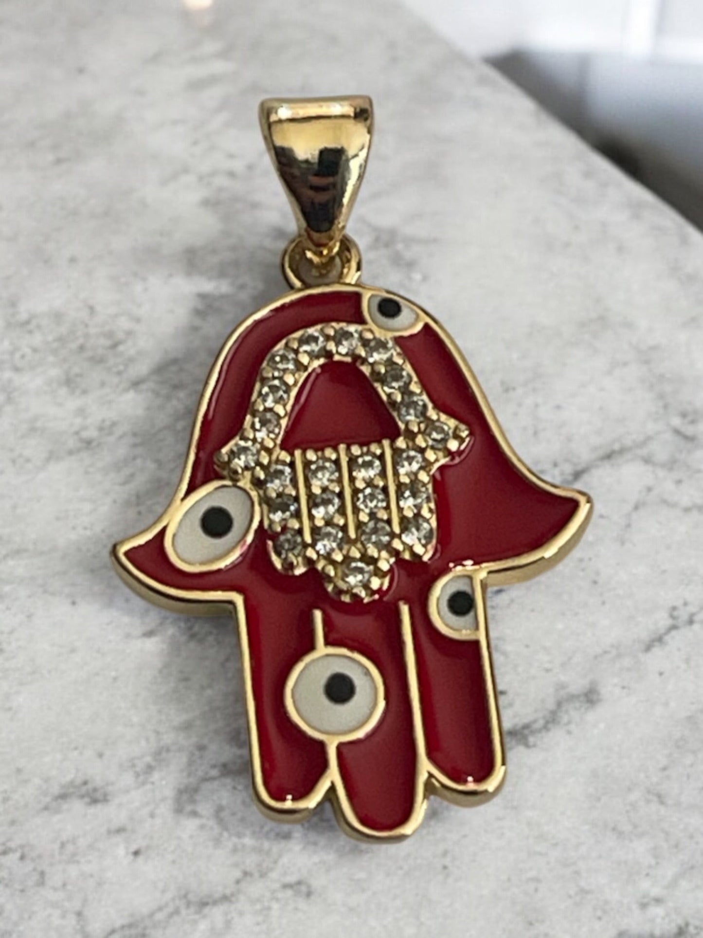 Hand of Fatima 14k Gold Electroplated Pendant