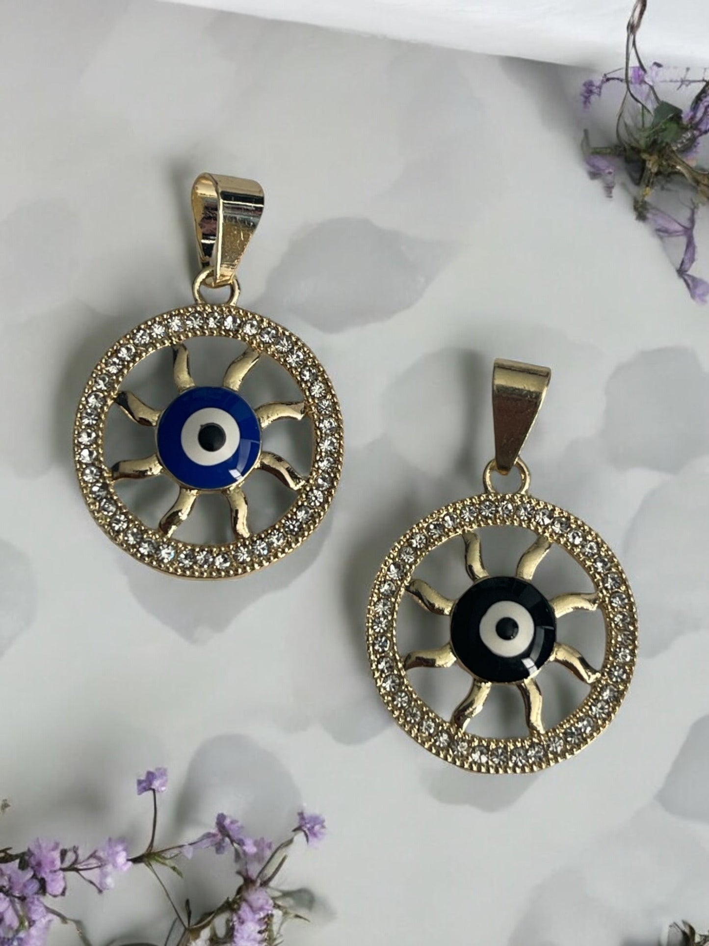Evil Eye Cz 14k Gold Electroplated Pendant