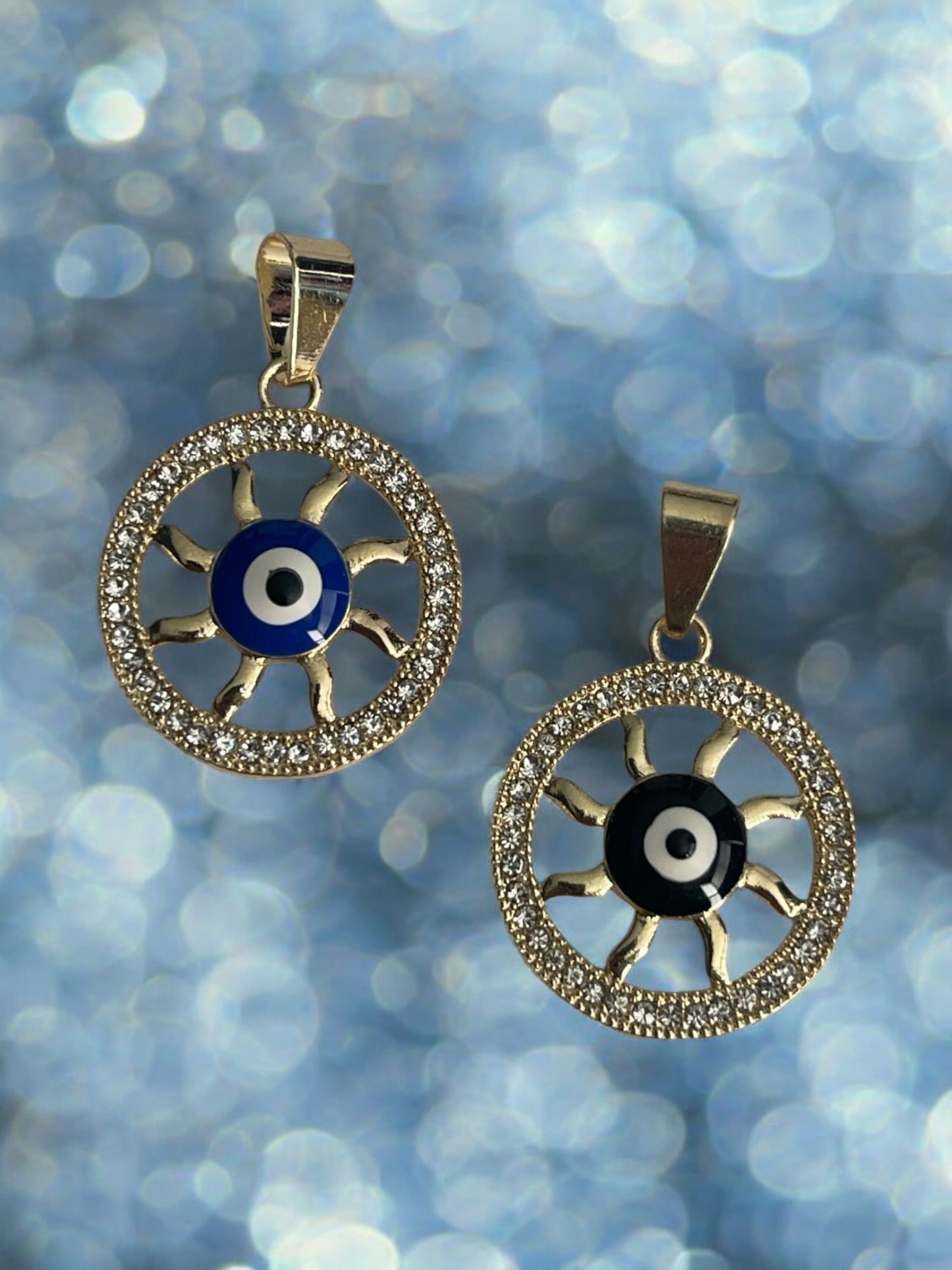 Evil Eye Cz 14k Gold Electroplated Pendant
