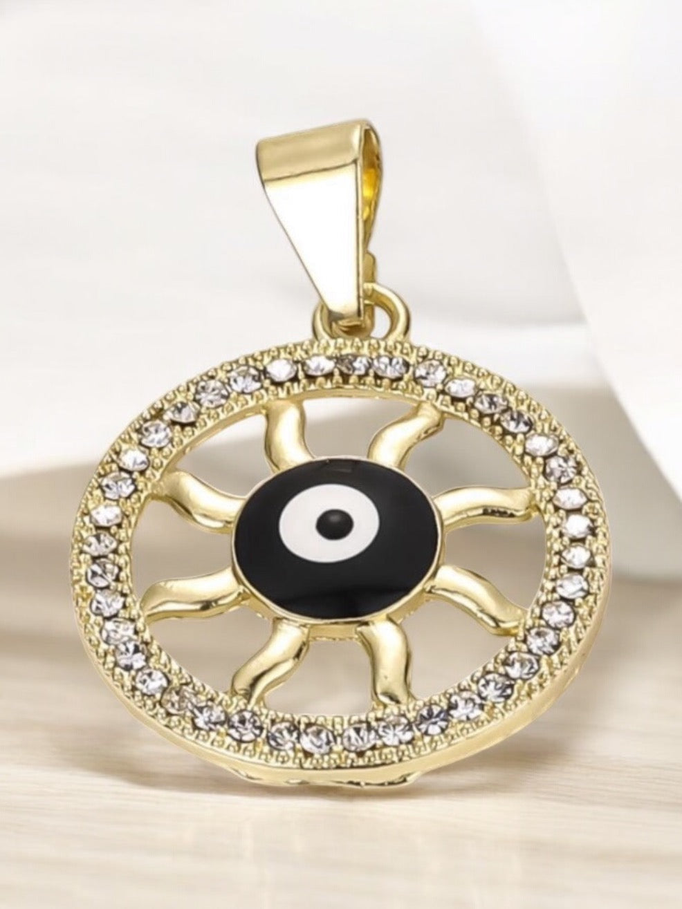 Evil Eye Cz 14k Gold Electroplated Pendant