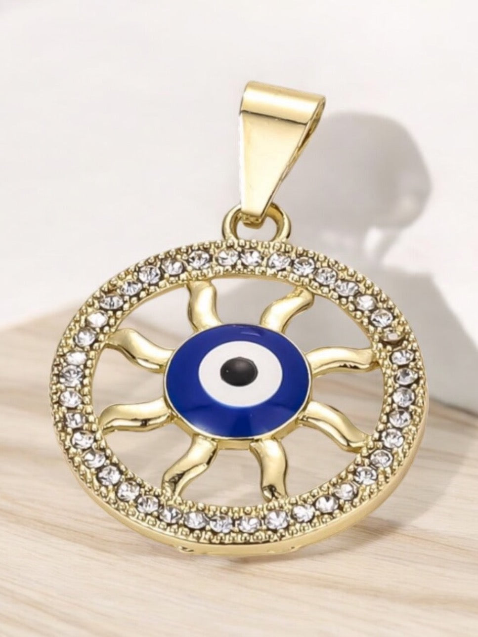 Evil Eye Cz 14k Gold Electroplated Pendant