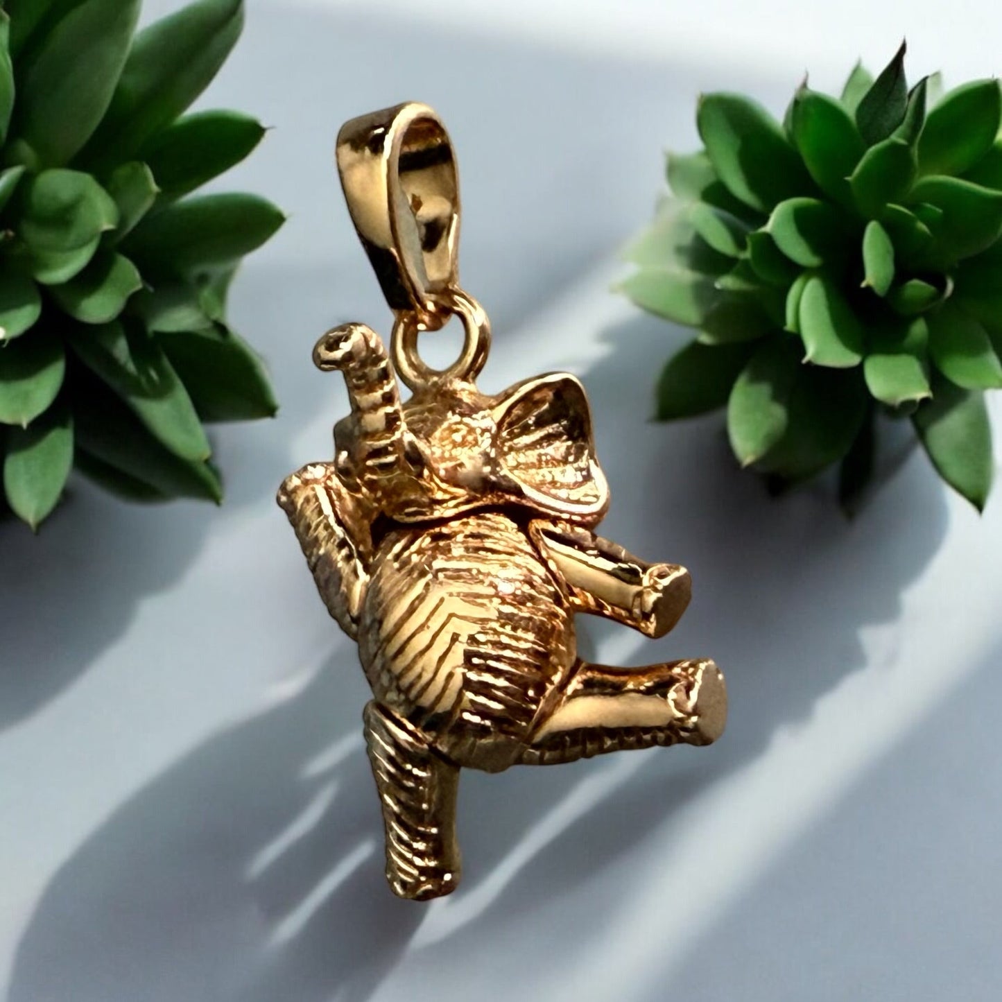 Elephant 18k Gold Electroplated Pendant