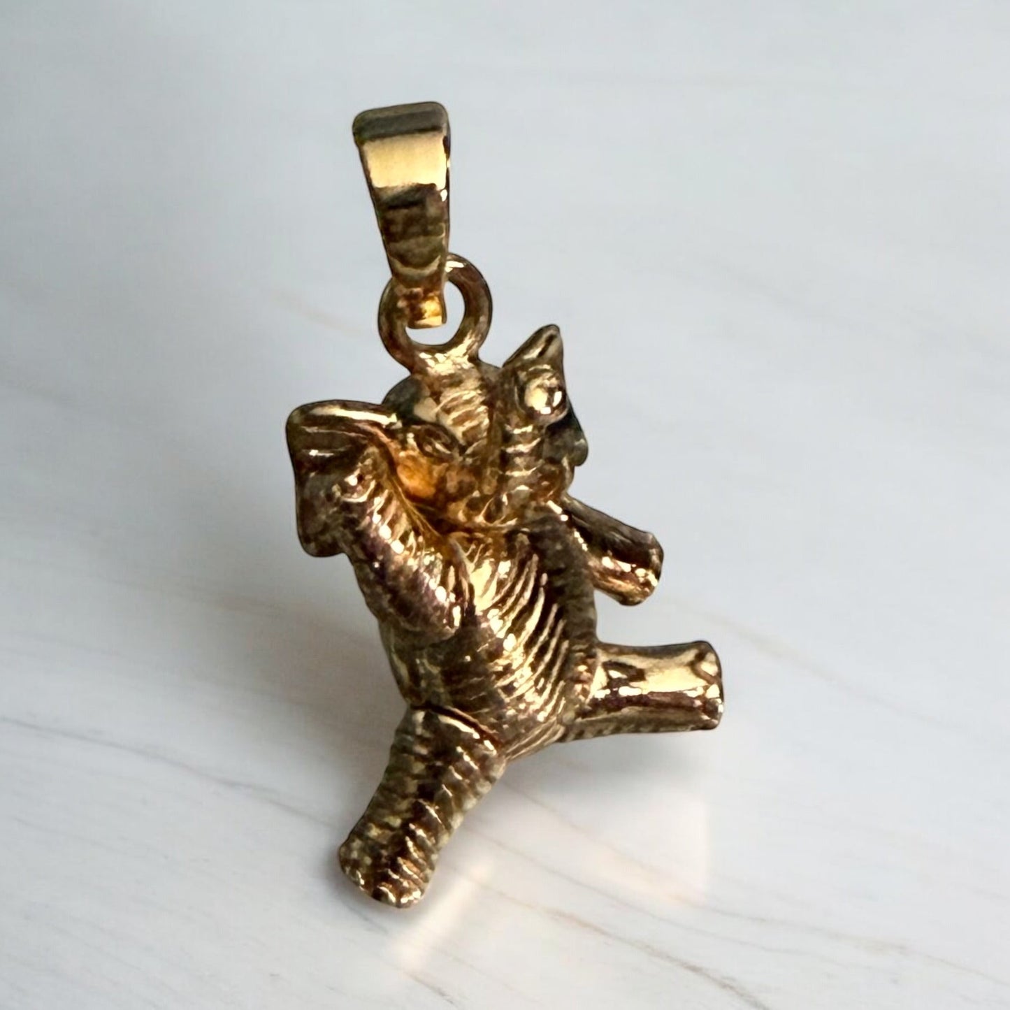 Elephant 18k Gold Electroplated Mechanical Pendant