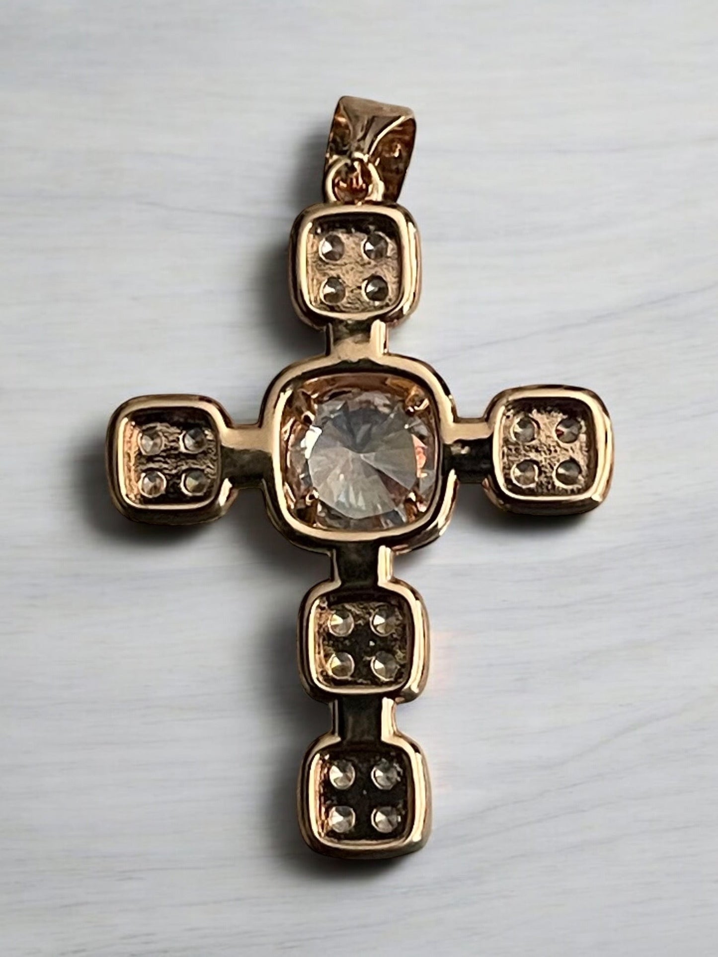 Cross CZ 18k Gold Electroplated Pendant
