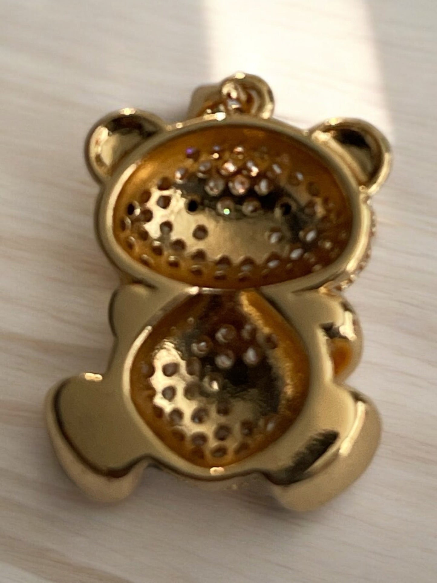 Teddy Bear with Paved Cz Stones 18k Gold Electroplated Pendant