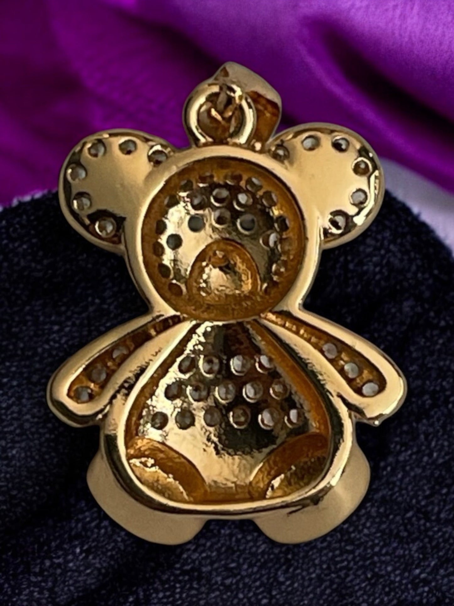 Teddy Bear wtih Paved Cz Stones 18k Gold Electroplated Pendant