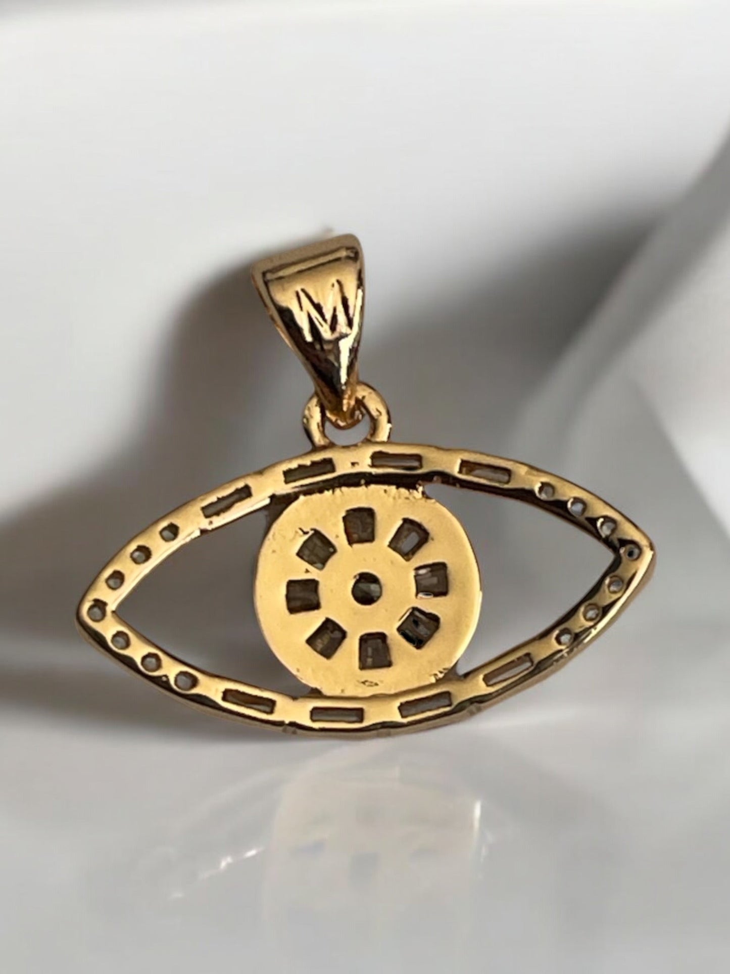 Evil Eye CZ 14k Gold Electroplated Pendant