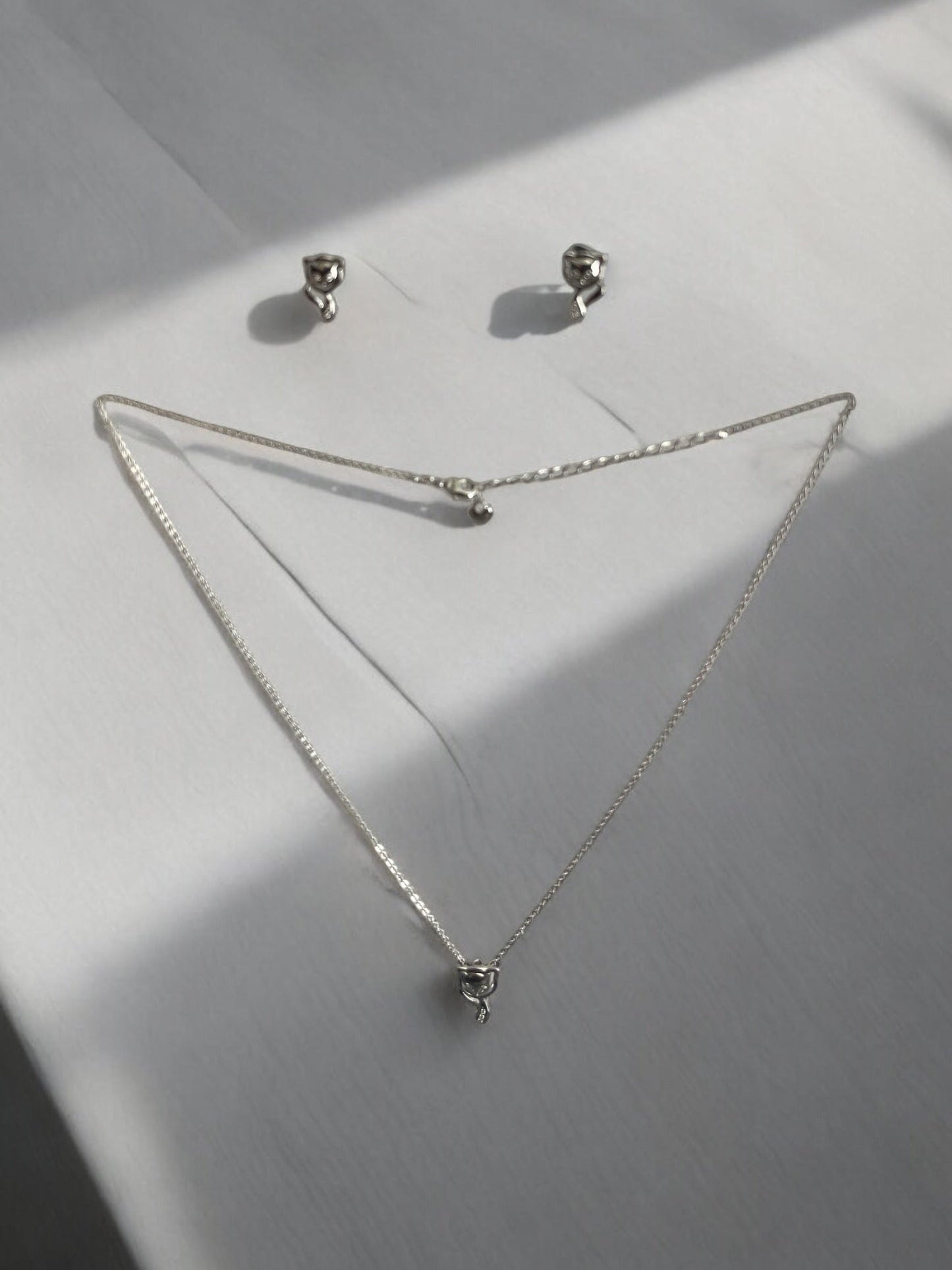 Kitty Theme Rhodium Electroplated Set