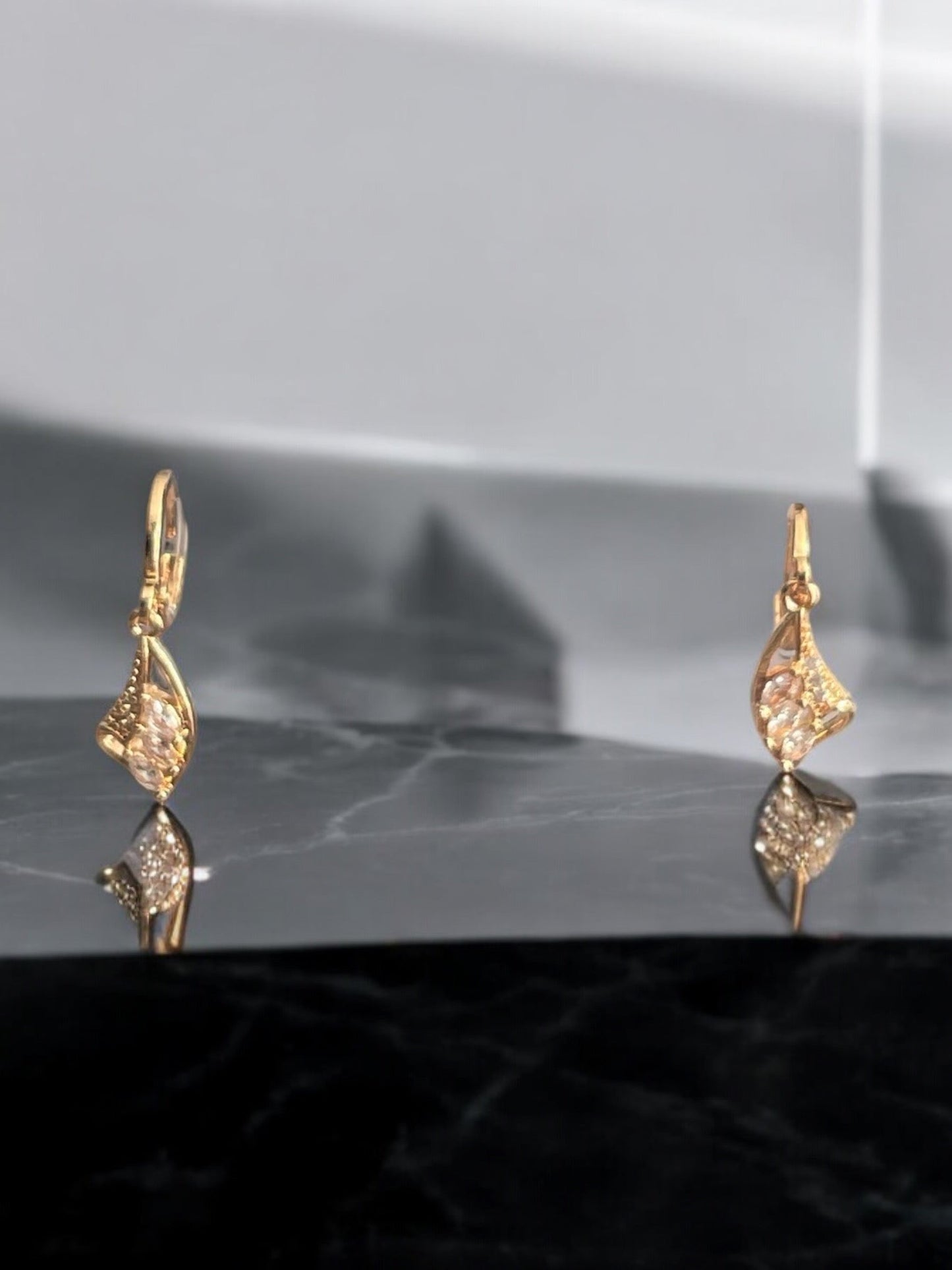 CZ 18k Gold Electroplated Necklace Earrings Pendant Set