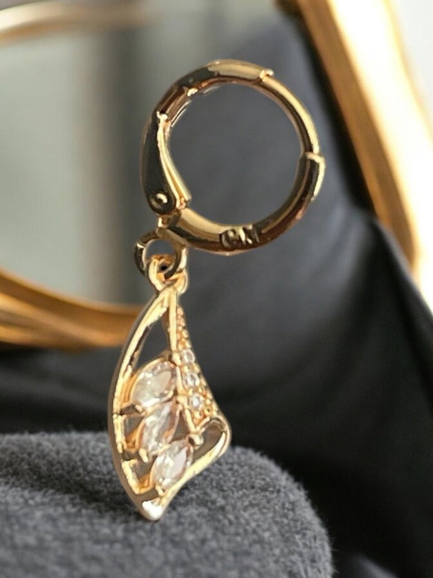 CZ 18k Gold Electroplated Necklace Earrings Pendant Set