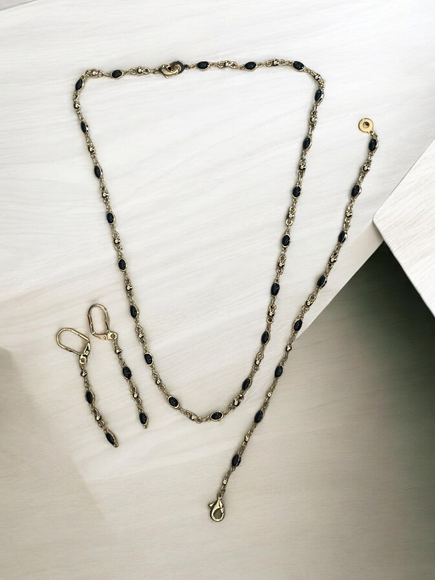 Oval Color Beaded 14k Gold Electroplated Set