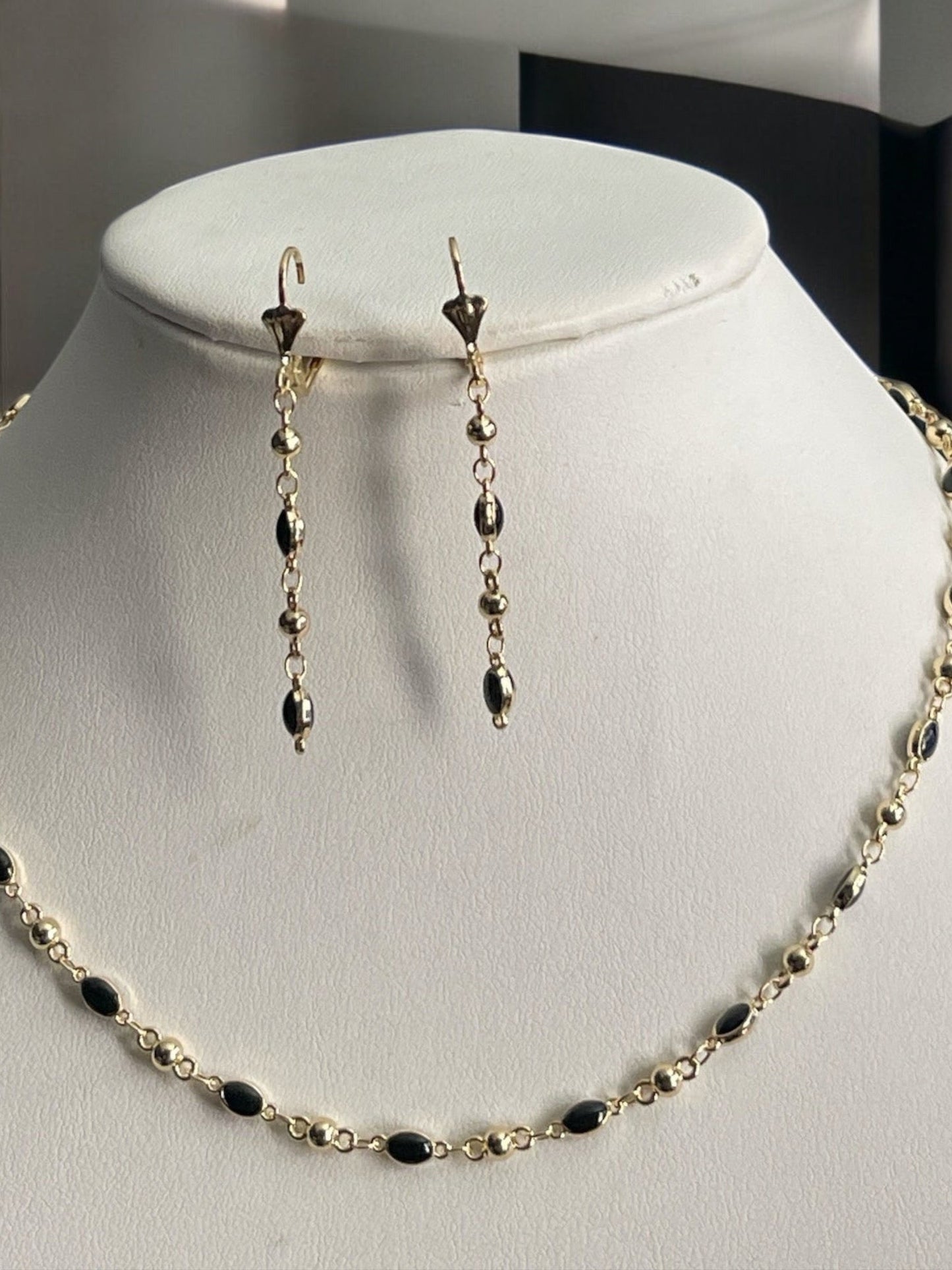 Oval Color Beaded 14k Gold Electroplated Set
