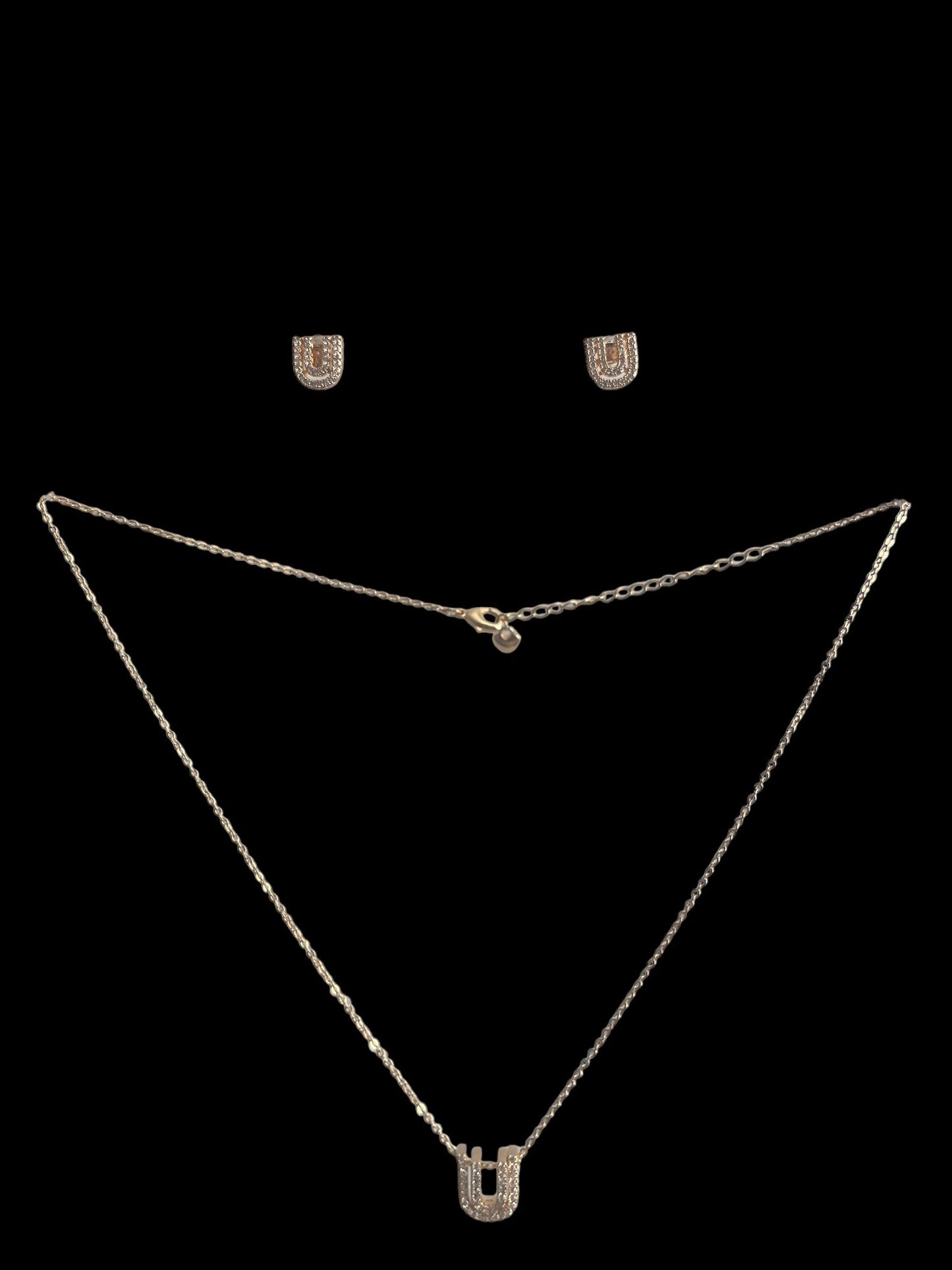 Double Layered U Design 18k Gold Electroplated Set