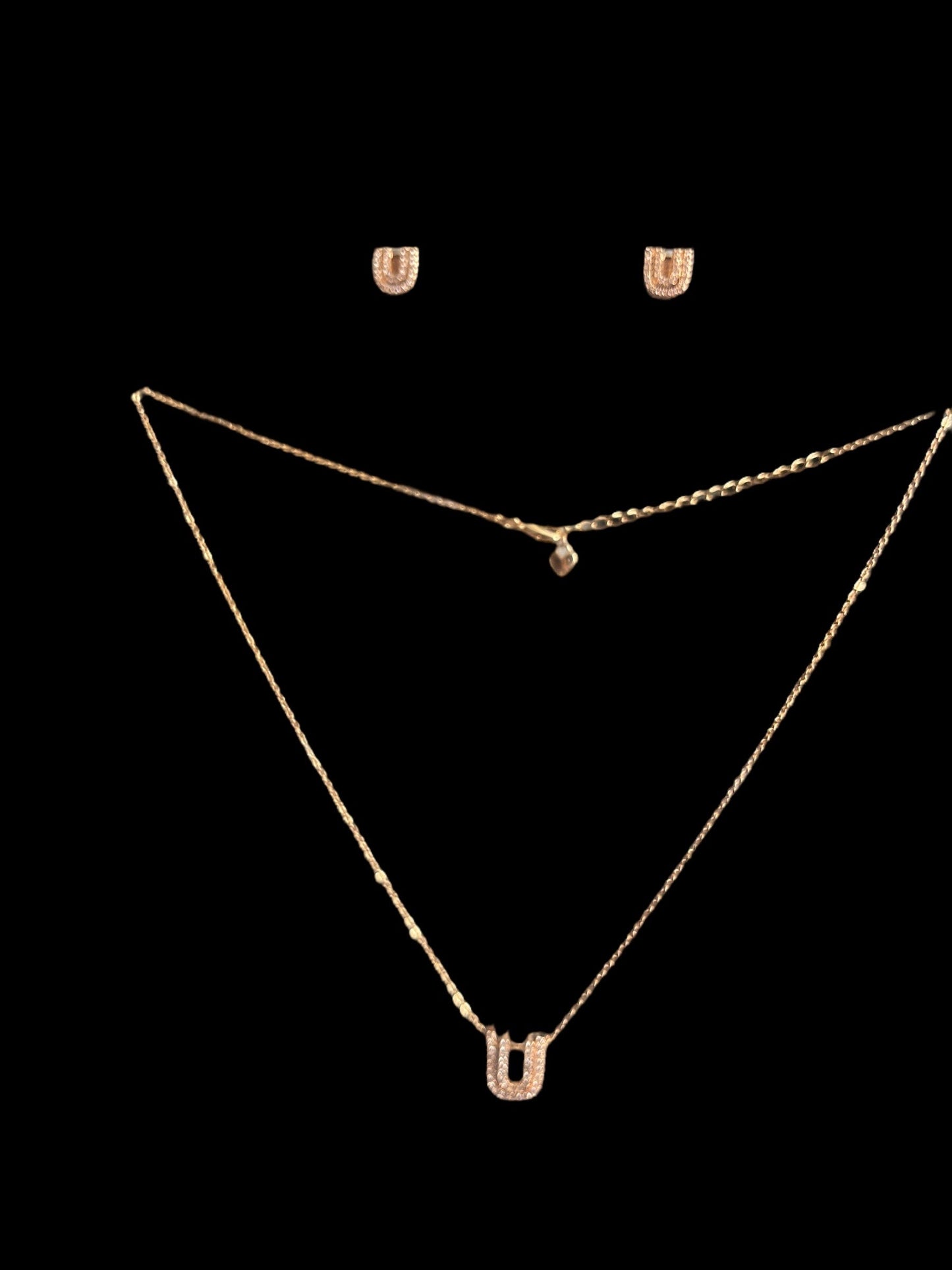 Double Layered U Design 18k Gold Electroplated Set
