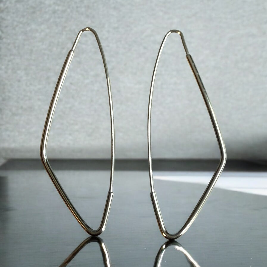 Drop and Dangle Geometric White Gold Electroplated Earrings