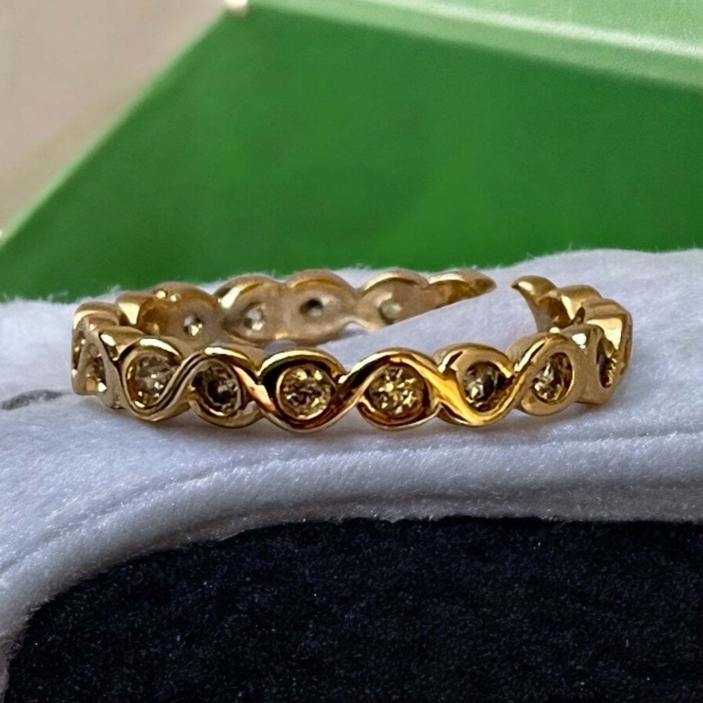 18K Gold Electroplated Swirl Design Stackable Band