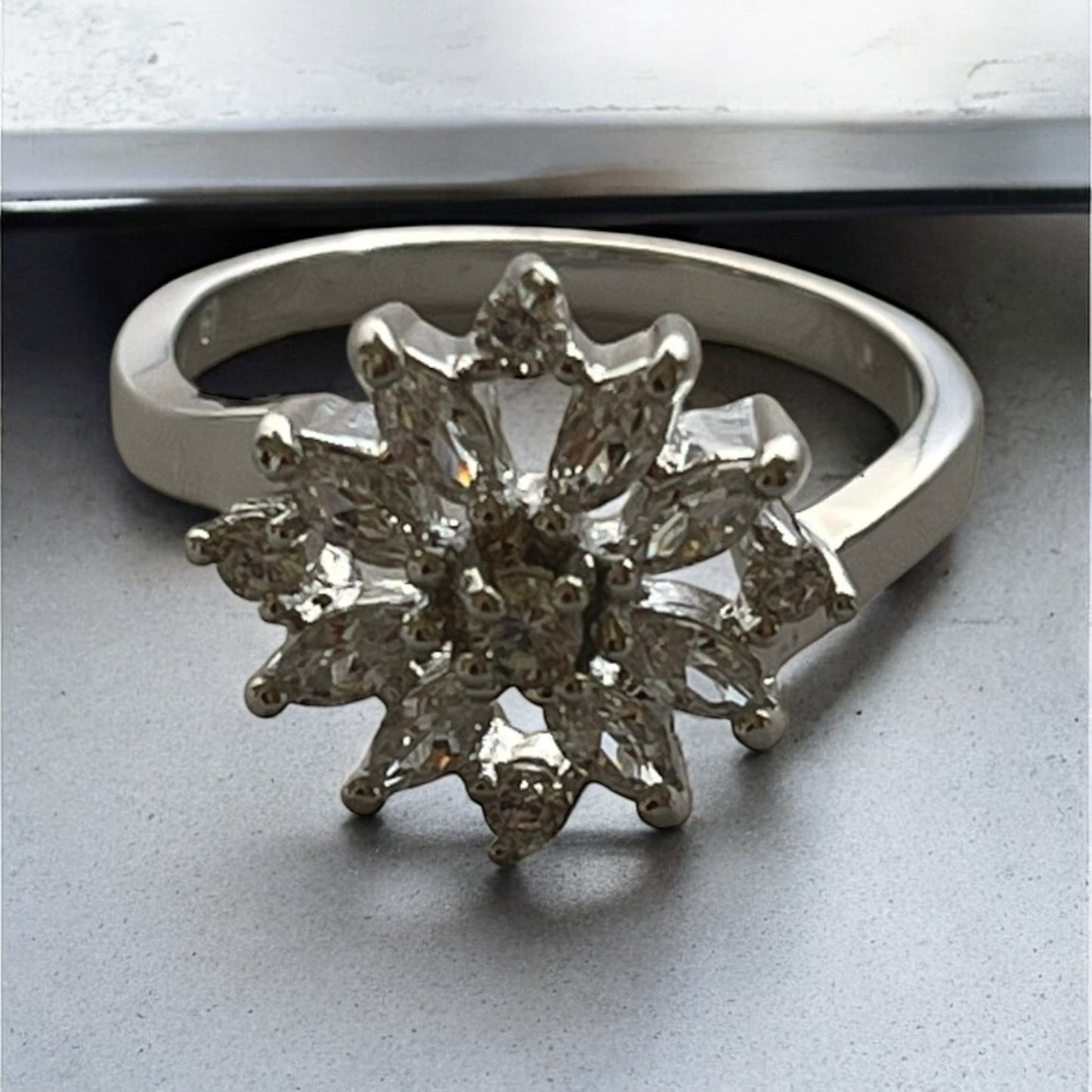 Rhodium Electroplated Zirconia Ring