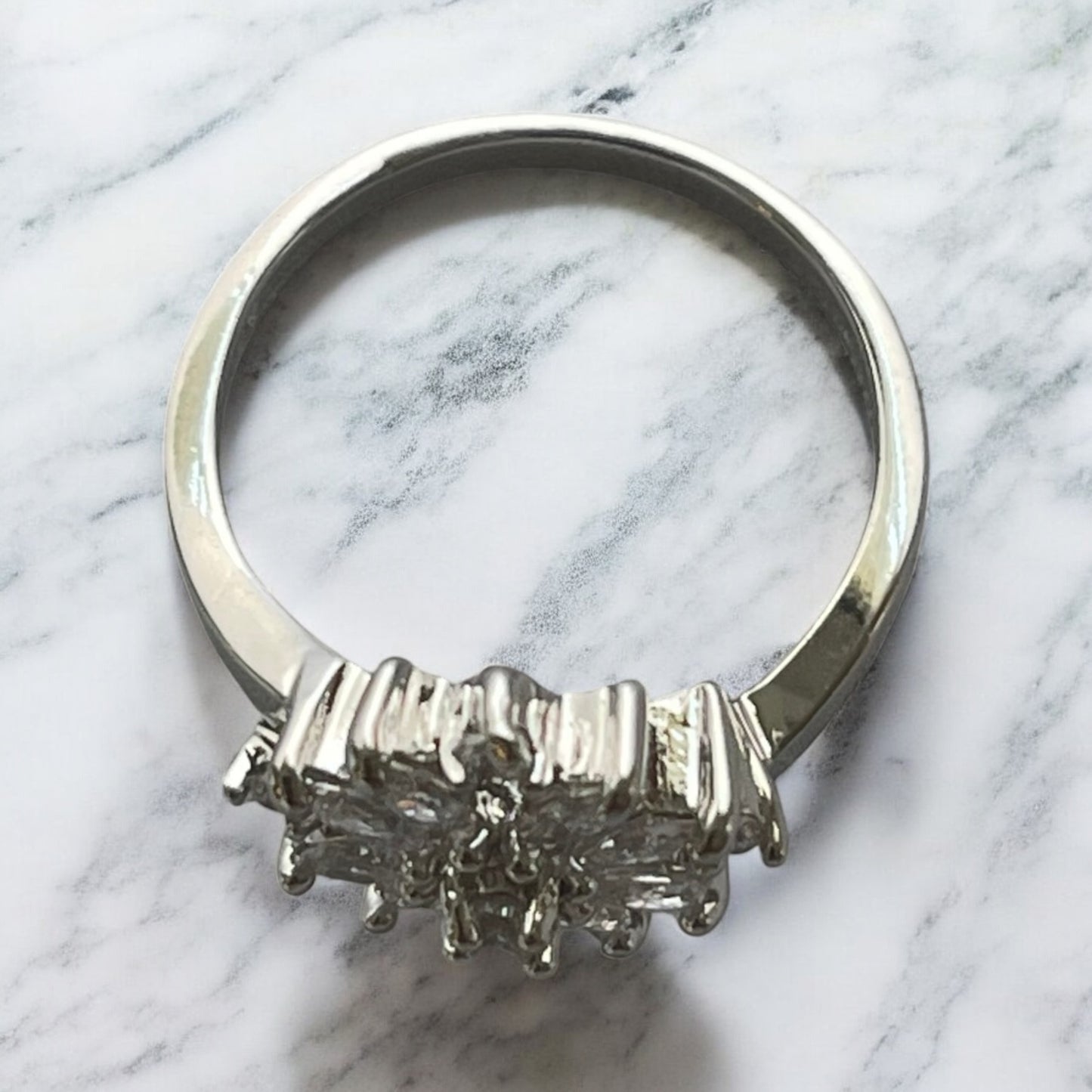 Rhodium Electroplated Zirconia Ring