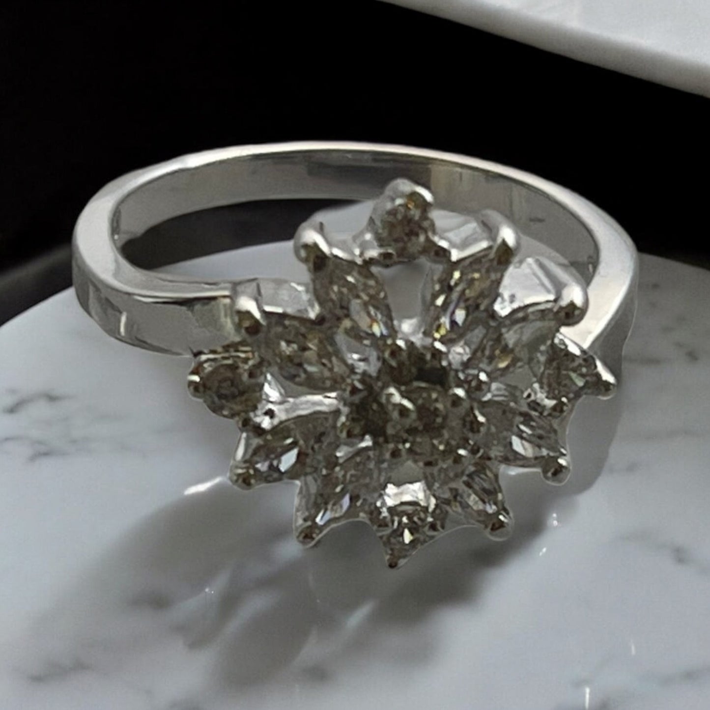 Rhodium Electroplated Zirconia Ring