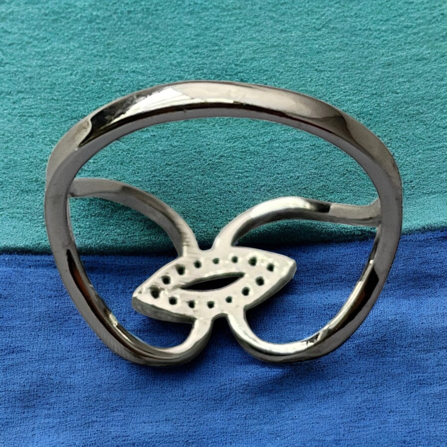 Rhodium Electroplated Turkish Eye Ring