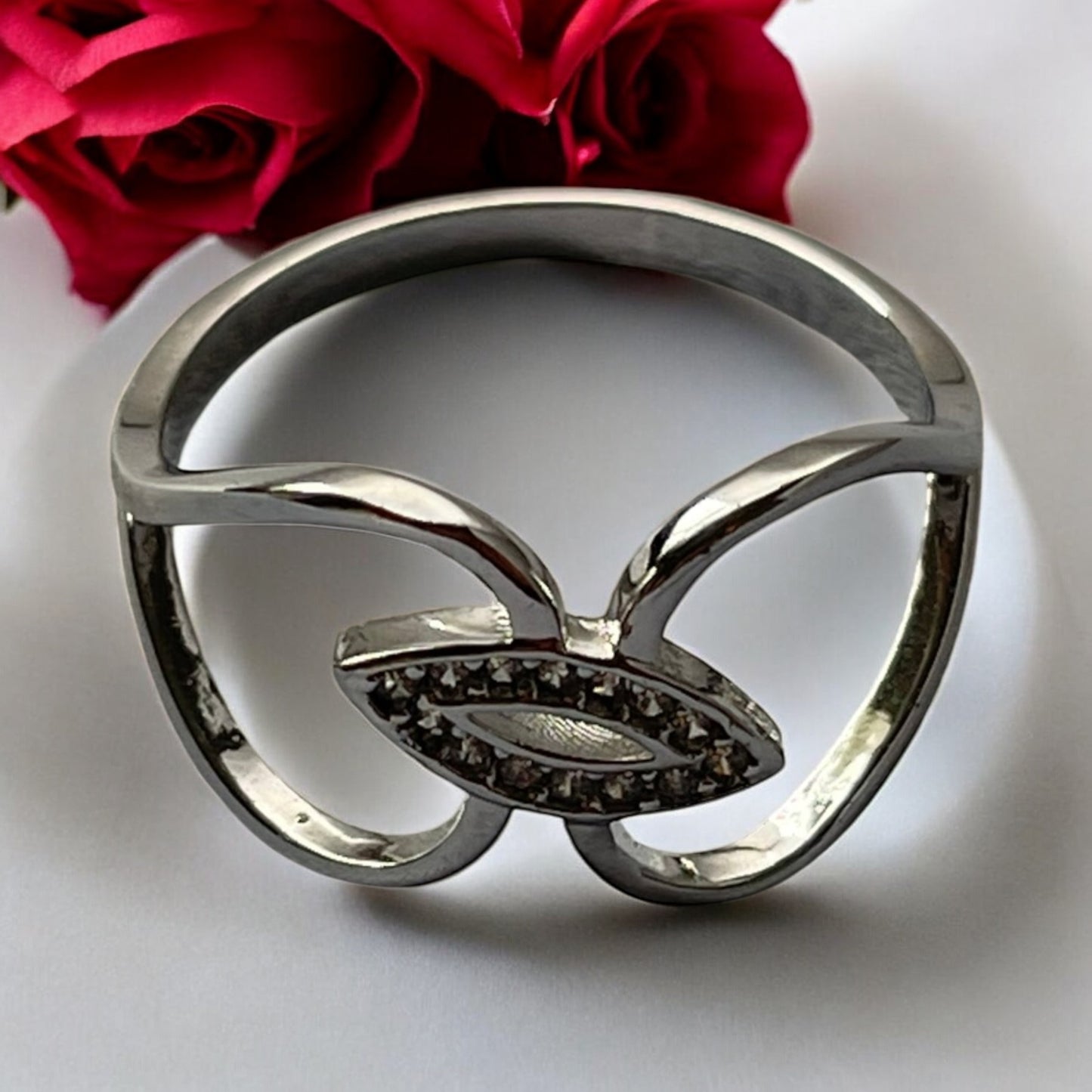 Rhodium Electroplated Turkish Eye Ring