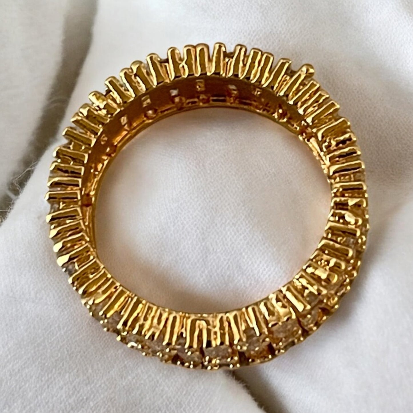 Paved Cz Stones 18K Gold Electroplated Ring Band