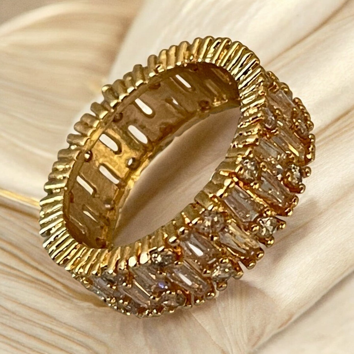 18K Gold Electroplated CZ Ring Band