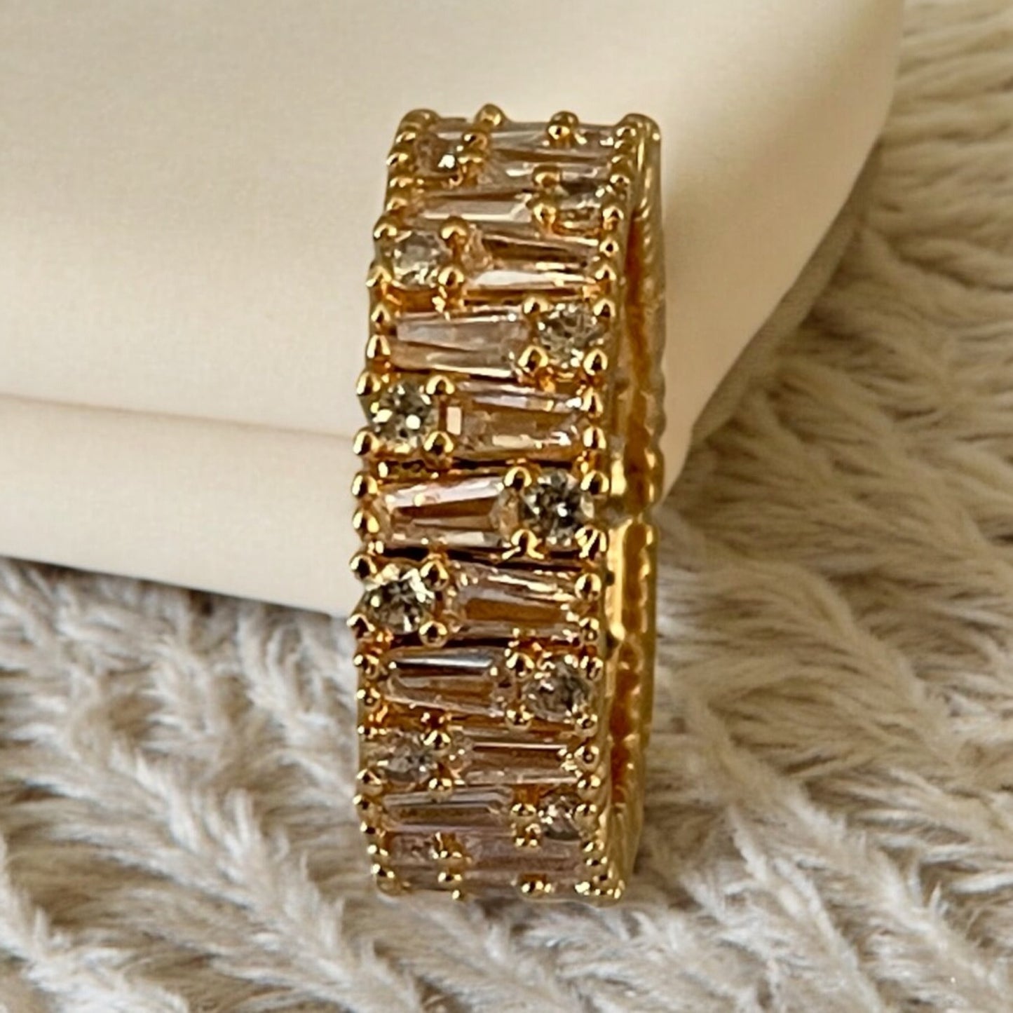18K Gold Electroplated CZ Ring Band