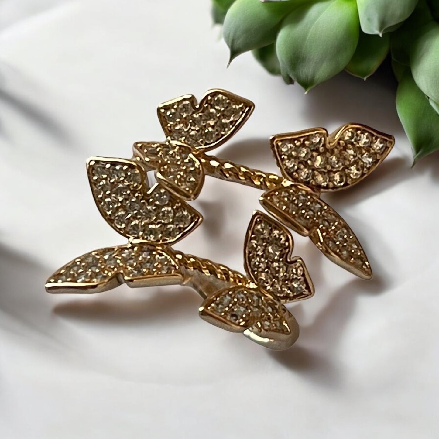 Butterfly with CZ Stones 18K Gold Electroplated Ring