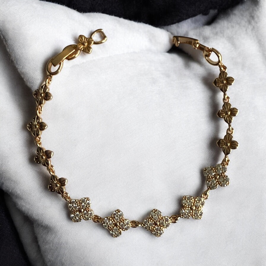 Clover CZ 18k Gold Electroplated Bracelet