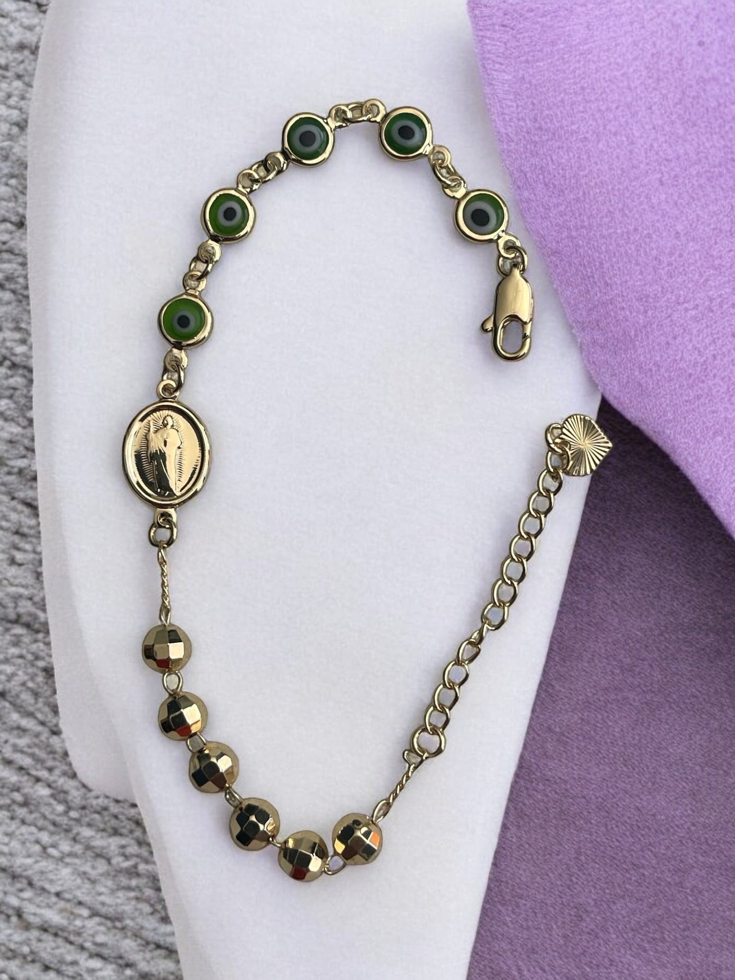 Saint Jude Turkish Eye 14k Gold Electroplated Bracelet