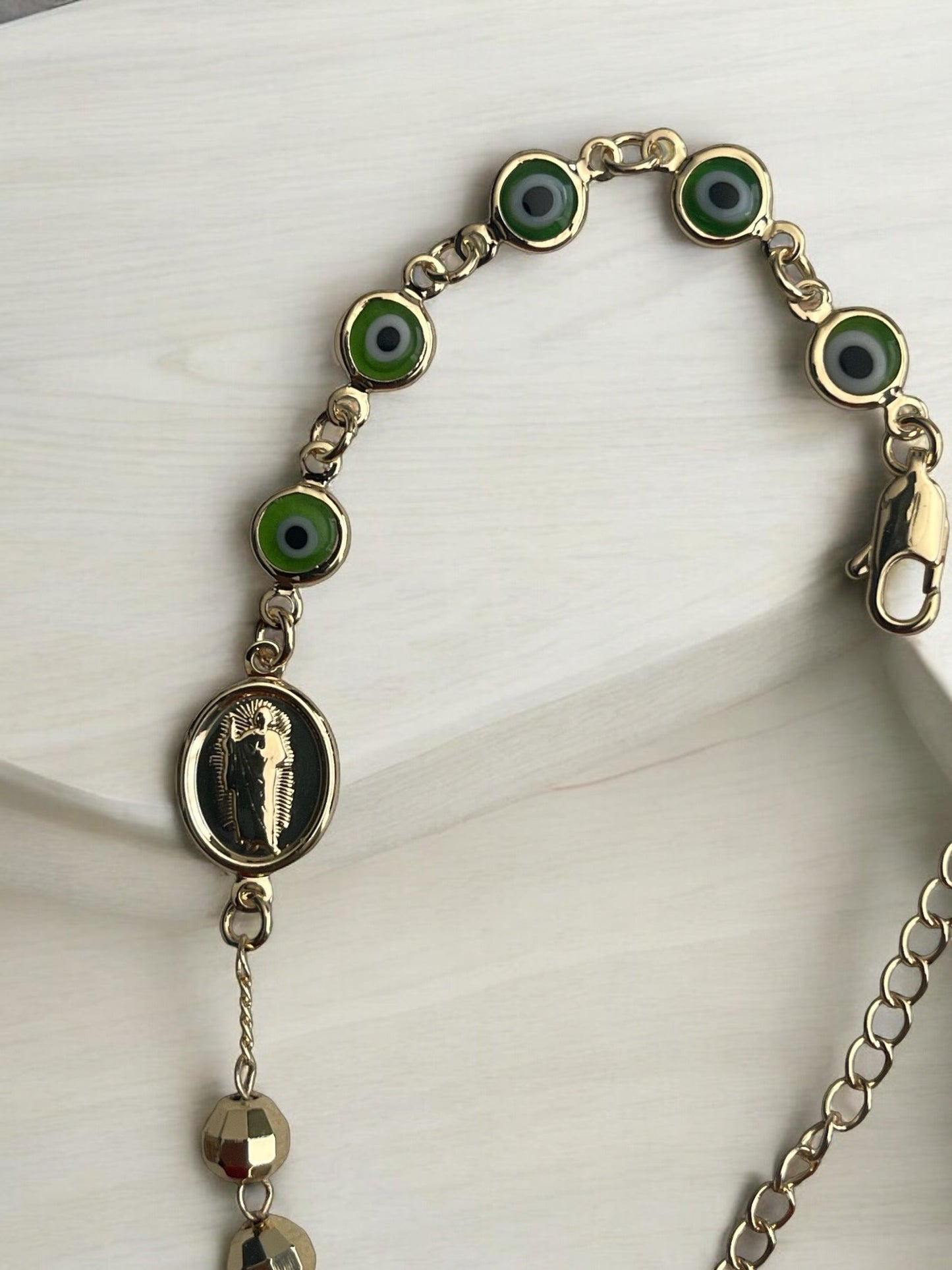 Saint Jude Turkish Eye 14k Gold Electroplated Bracelet