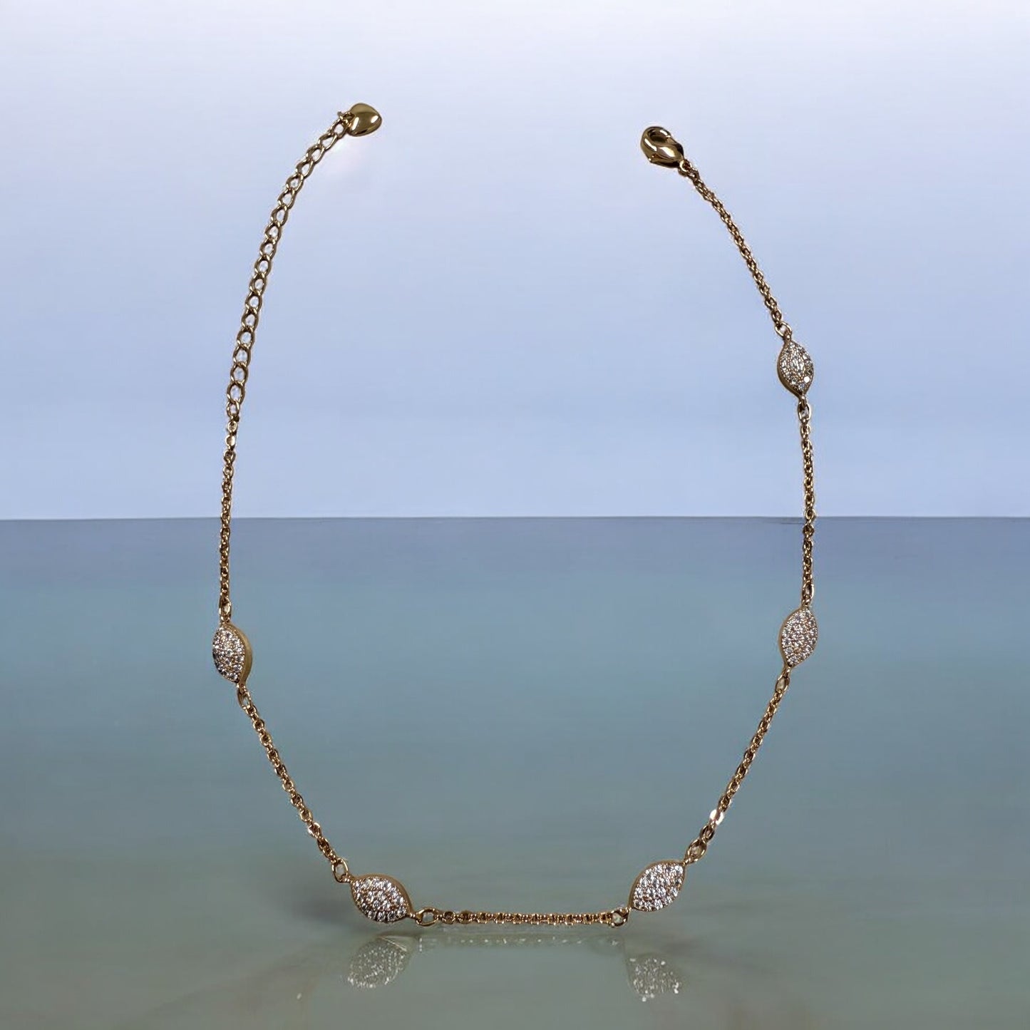 Oval CZ Bead 18k Gold Electroplated Ankle Bracelet