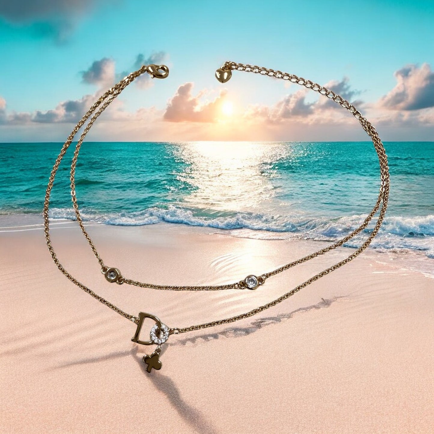 Clover Charm 18k Gold Electroplated Ankle Bracelet