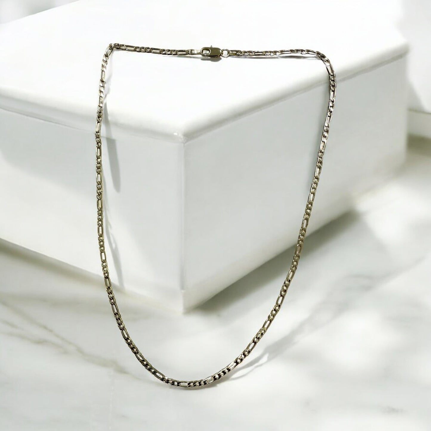 Figaro Chain Link 14k Gold Electroplated Necklace