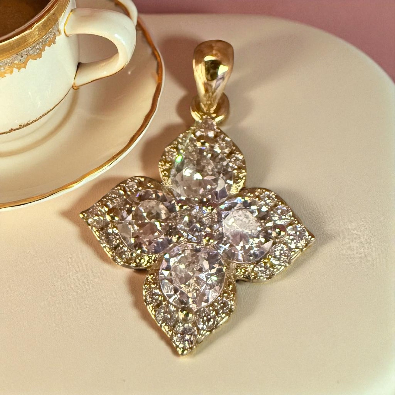 Clover Theme 14k Gold Electroplated Pendant