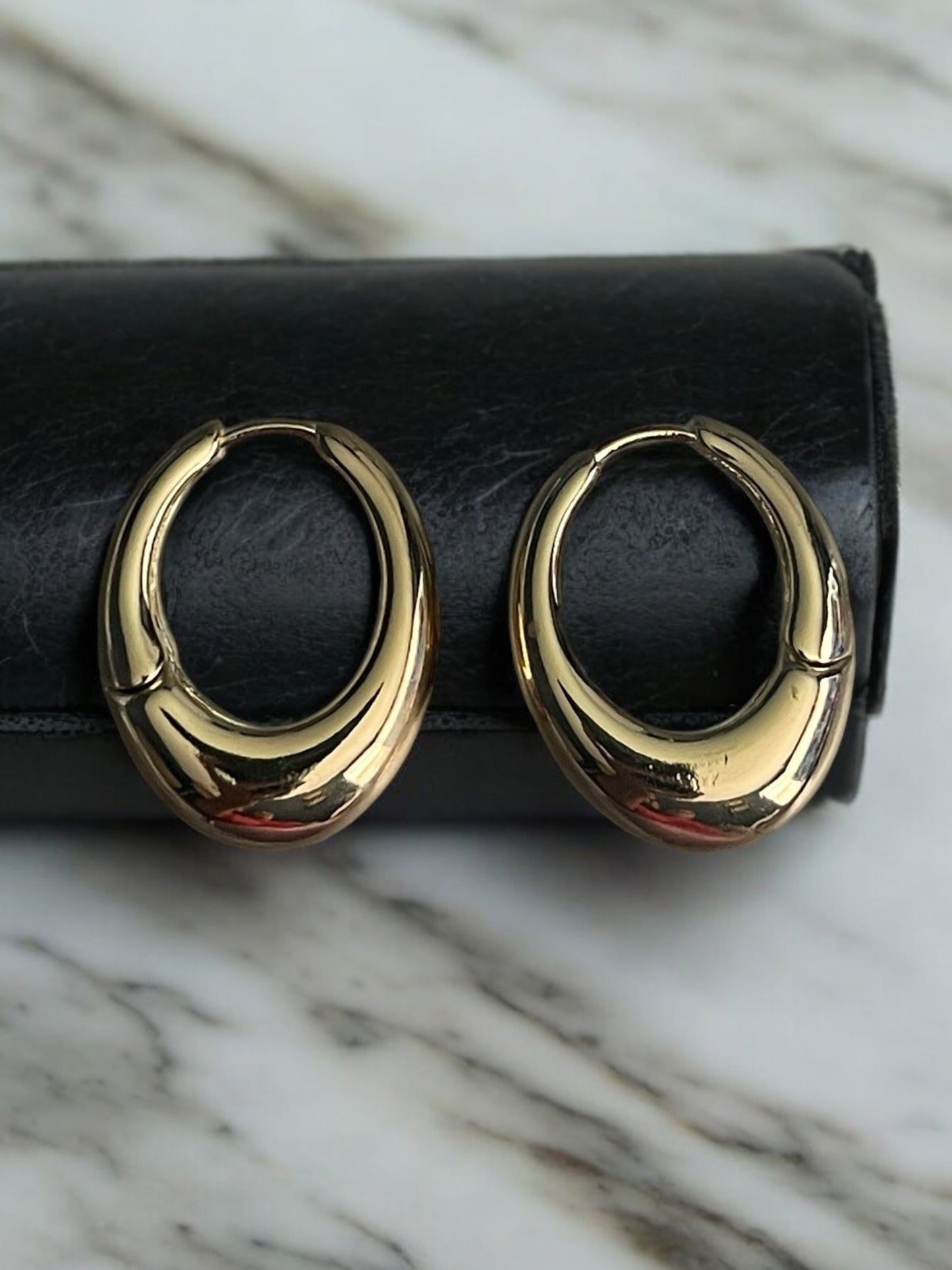 Oval Style 14k Gold Electroplated Earrings