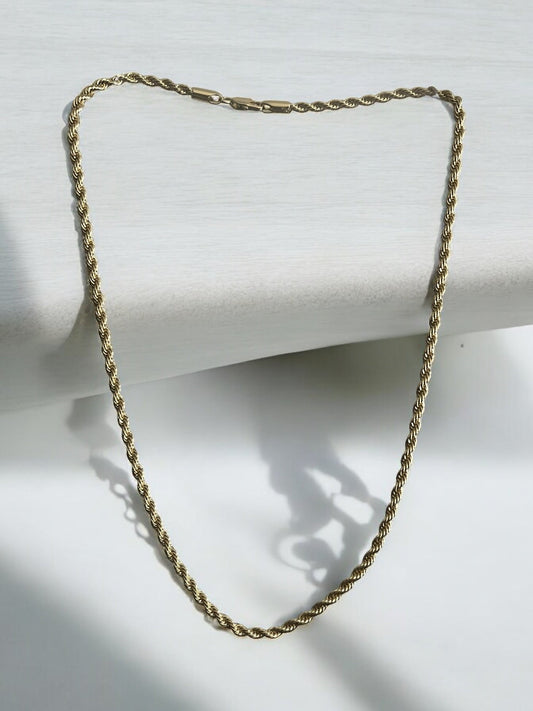 Rope Style 14k Gold Electroplated Necklace
