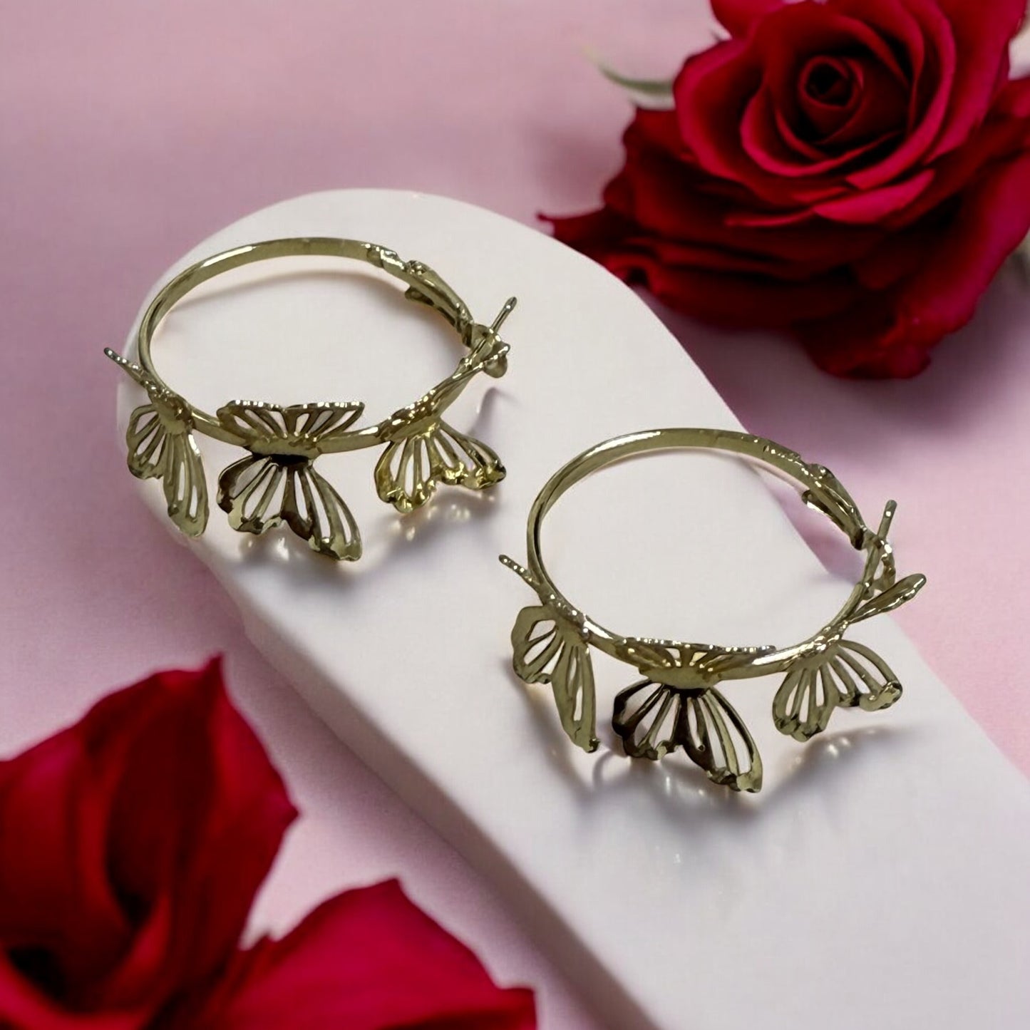 Butterflies Theme 14k Gold Electroplated Earrings