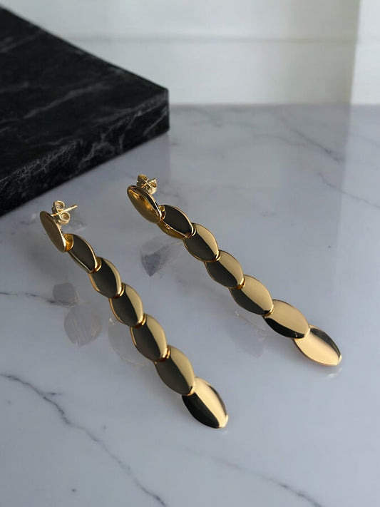 Dangle 14k Gold Electroplated Post Back Earrings