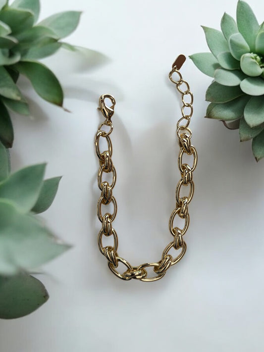 Chain Link 14k Gold Electroplated Bracelet