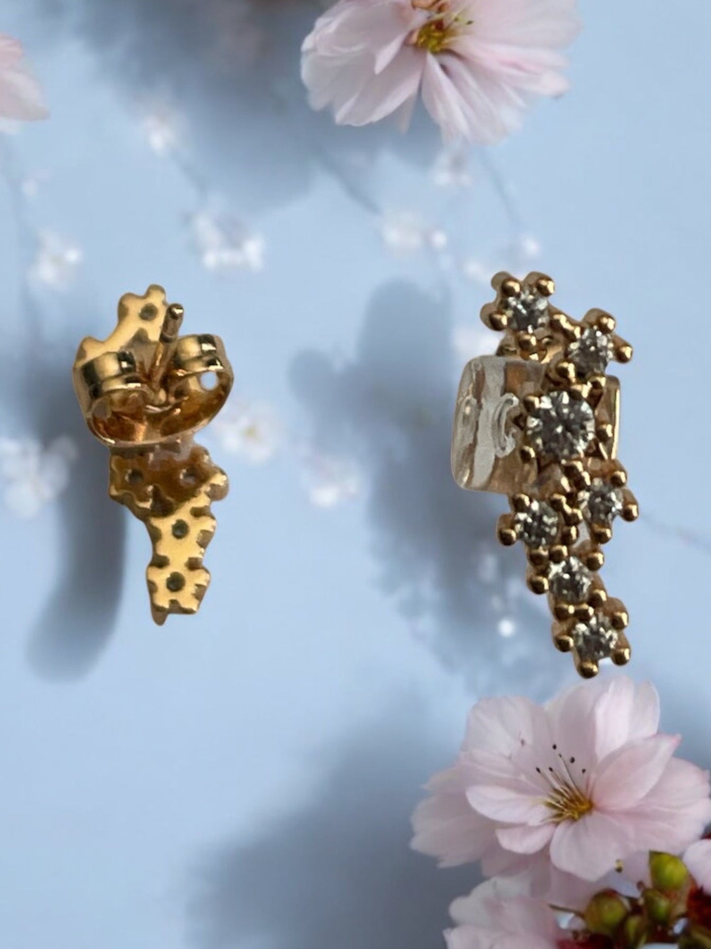Cluster Design With Cz Stones 18k Gold Electroplated Earrings