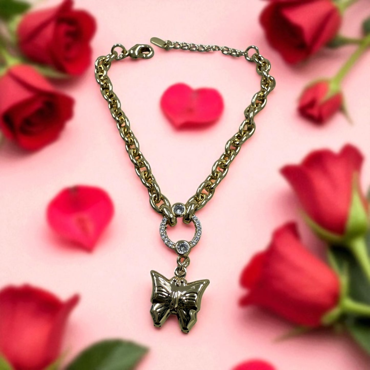 Butterfly Charm 14k Gold Electroplated Bracelet