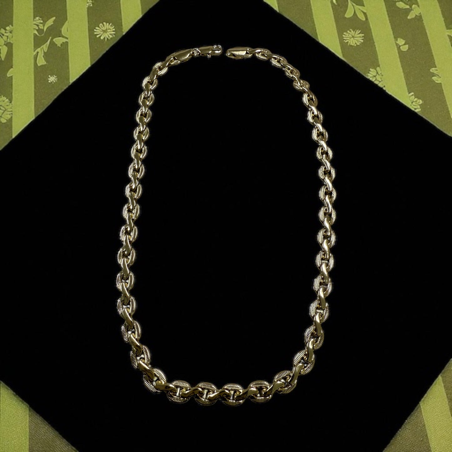 Chain Link 14k Gold Electroplated Necklace Bracelet and Earrings Set