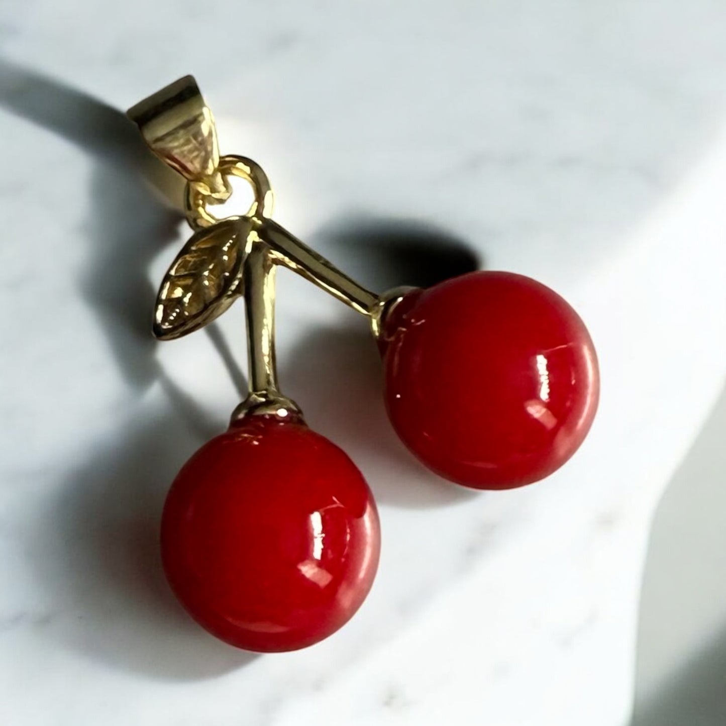 Cherries Style 14K Gold Electroplated Pendant