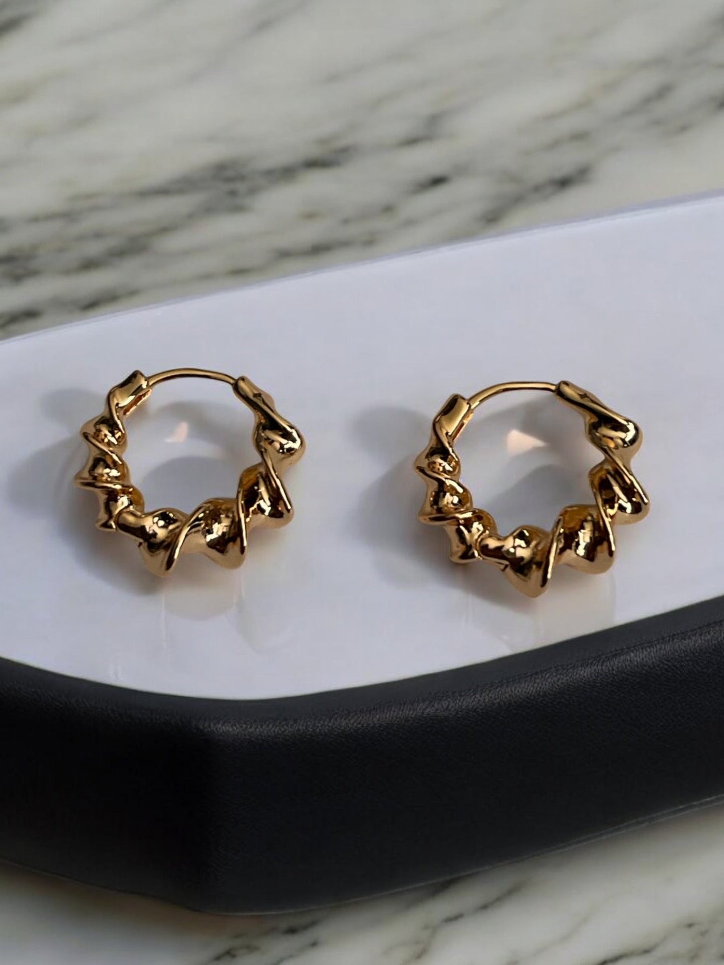 Swirl Style 18k Gold Electroplated Hoop Earrings