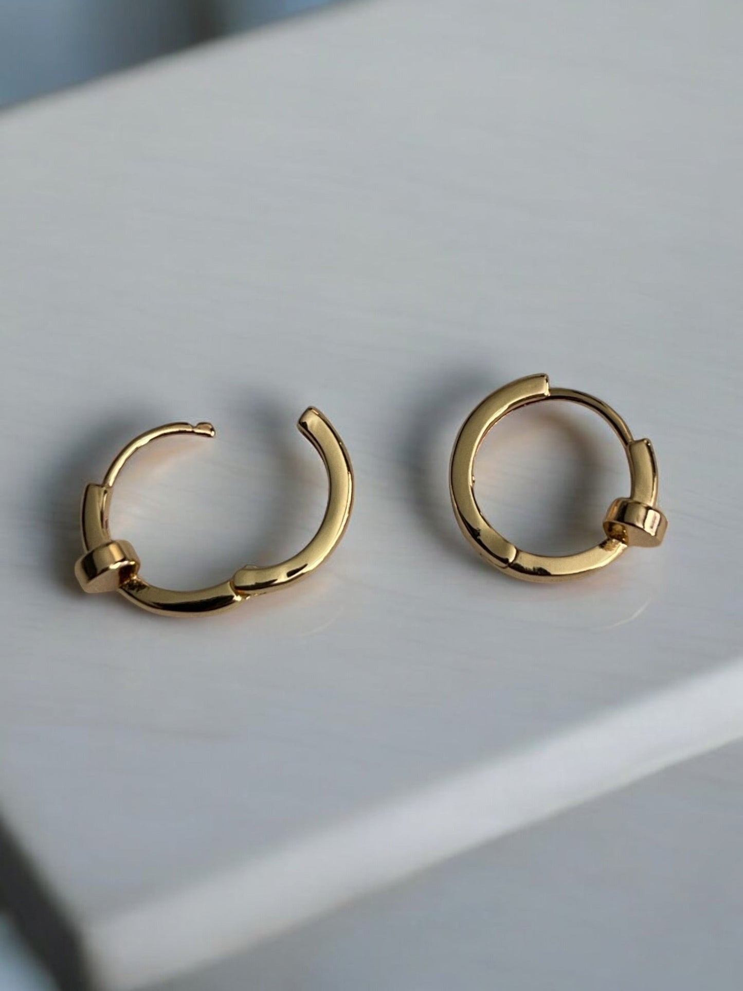 Nail Theme 18k Gold Electroplated Hoop Earrings